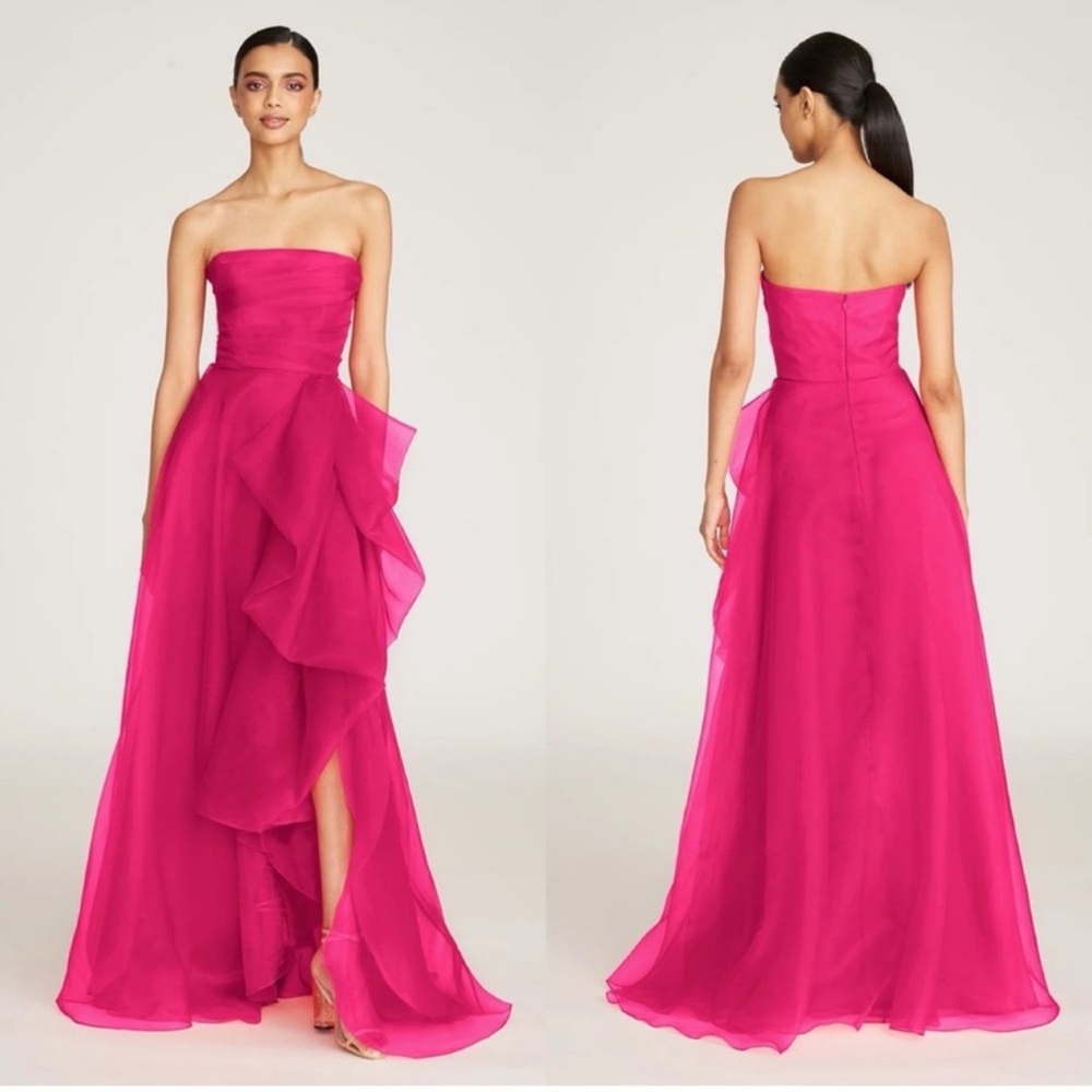 Theia Fuchsia Strapless Maxi Dress